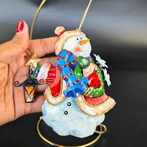 Vintage Metal Snowman Ornament – Beautiful Design